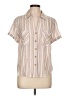 Blu Pepper Stripes Tan Short Sleeve Blouse Size L - photo 1
