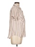 Blu Pepper Stripes Tan Short Sleeve Blouse Size L - photo 4