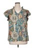 Emery Rose Paisley Teal Short Sleeve Blouse Size 1X - photo 1