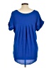 Pleione 100% Polyester Blue Short Sleeve Blouse Size L - photo 2