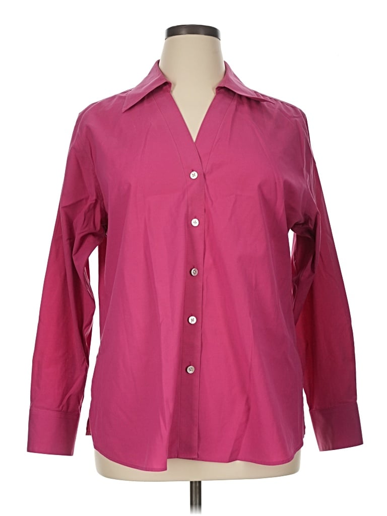 Pre-owned Talbots Long Sleeve Button Down Shirt In Burgundy