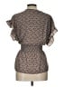 Max Studio 100% Polyester Animal Print Argyle Aztec Or Tribal Print Checkered-gingham Chevron-herringbone Damask Fair Isle Brown Short Sleeve Blouse Size L - photo 2