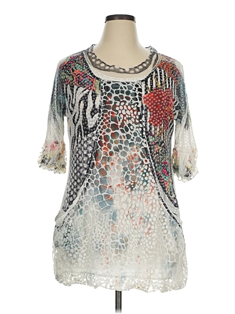 Pre-owned Kamana 3/4 Sleeve Blouse In Silver