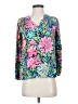 Lilly Pulitzer 100% Silk Floral Blue 3/4 Sleeve Silk Top Size XXS - photo 1
