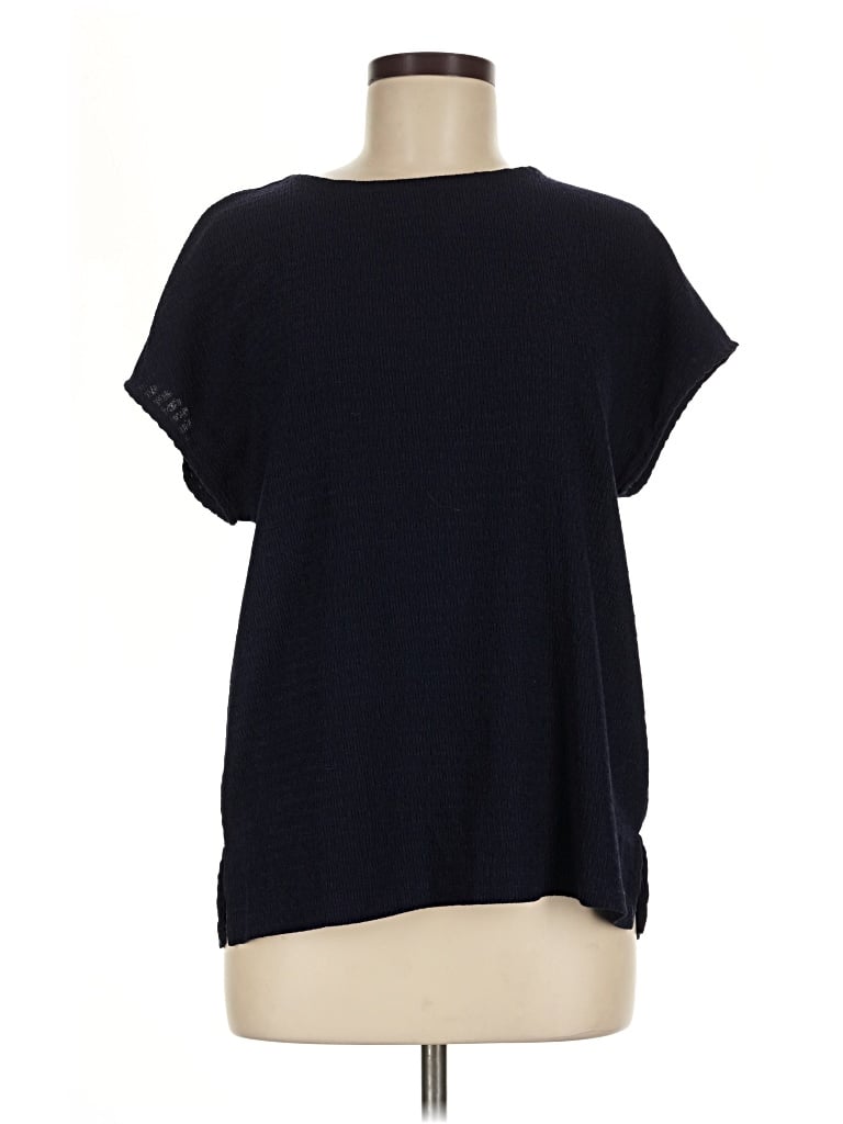 Pre-owned Anne Klein Short Sleeve Top Black Boatneck Tops