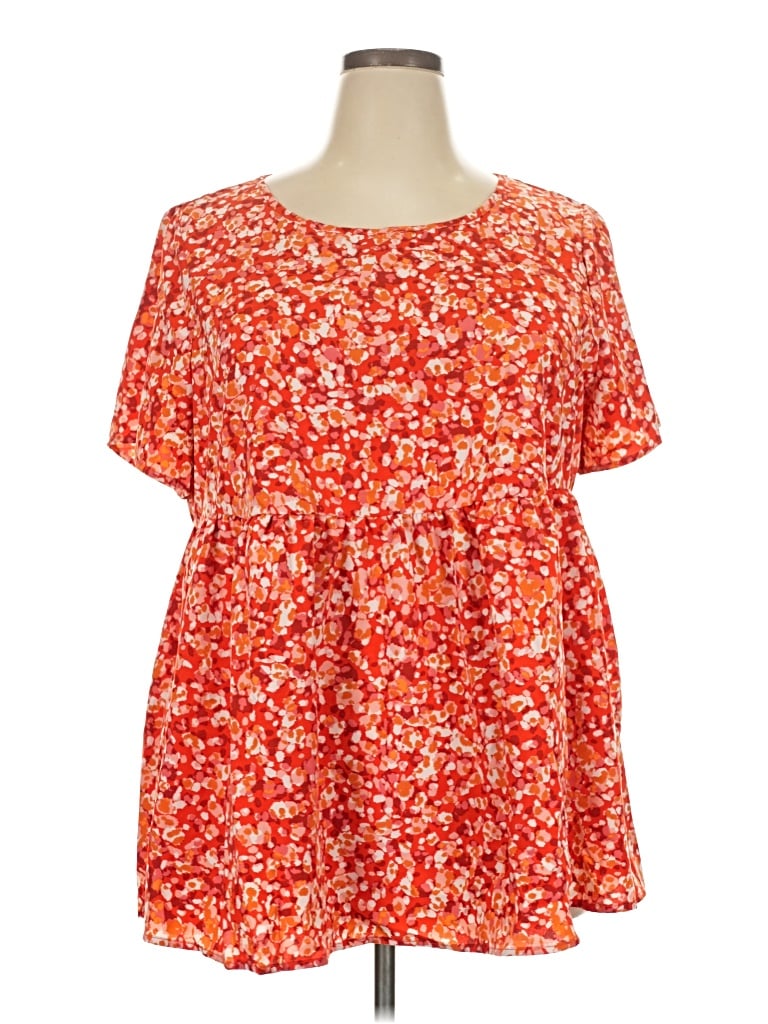 Pre-owned Emery Rose Short Sleeve Blouse In Orange
