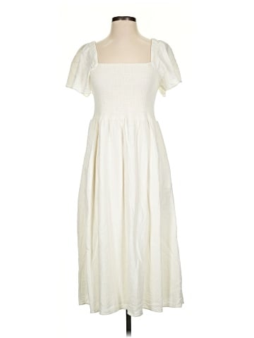 Madewell Linen-Blend Lucie Smocked Midi Dress (view 1)