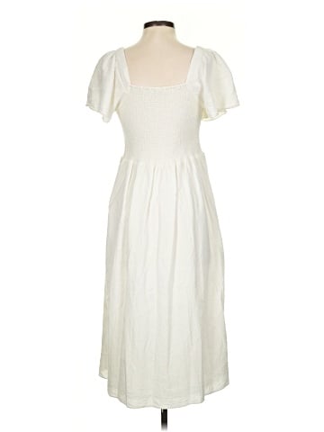 Madewell Linen-Blend Lucie Smocked Midi Dress (view 2)