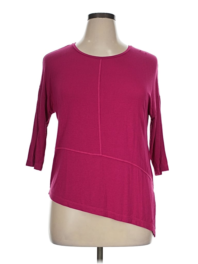 Pre-owned Aakaa 3/4 Sleeve Top Burgundy Boatneck Tops