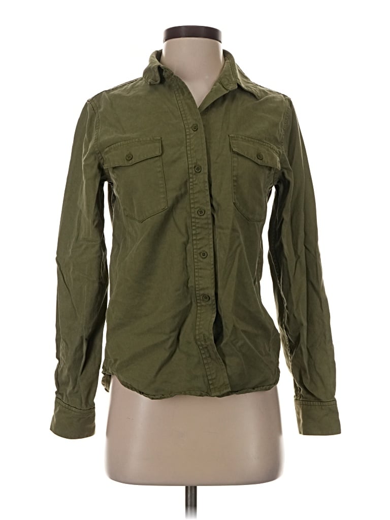 Pre-owned Ayr Long Sleeve Button Down Shirt In Green