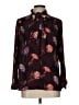 Halogen 100% Polyester Floral Burgundy Long Sleeve Blouse Size L - photo 1