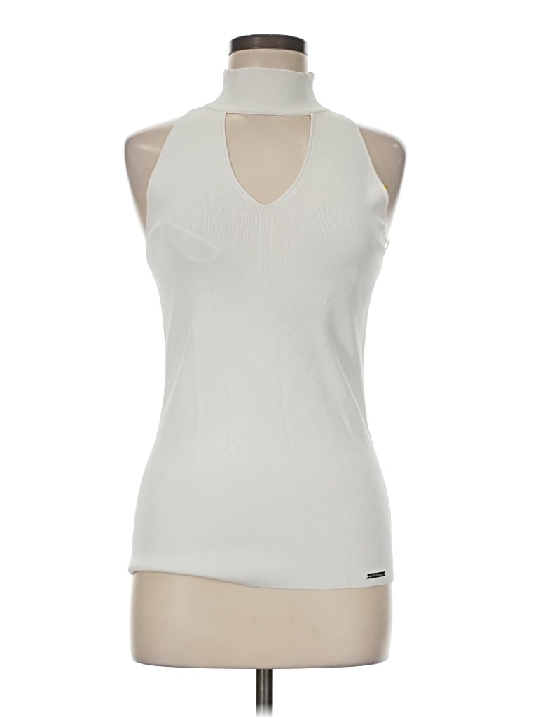 Pre-owned Michael Michael Kors Sleeveless Top Ivory Halter Neckline Tops