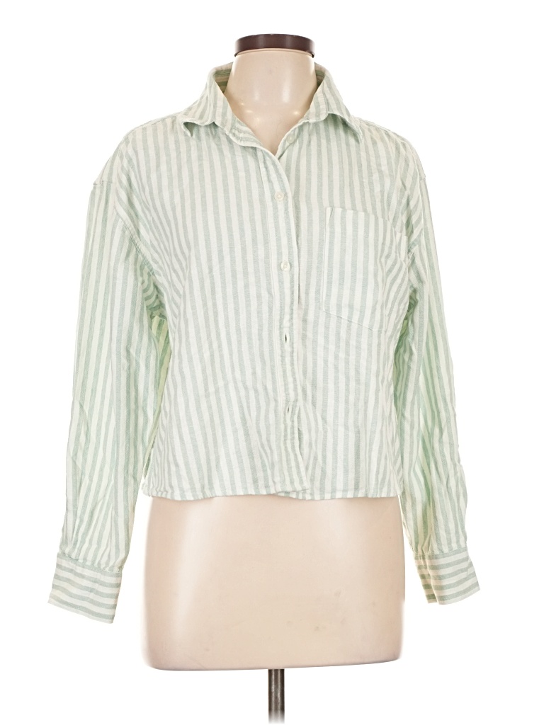 Pre-owned Banana Republic Factory Store Long Sleeve Blouse In Green