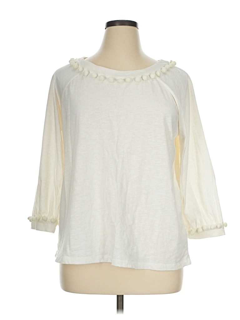 Pre-owned Boden 3/4 Sleeve Top Ivory Ruffles Neckline Tops