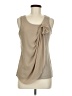 August Silk Solid Tan Sleeveless Blouse Size M - photo 1