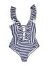 PatPat Stripes Blue One Piece Swimsuit Size M - photo 1