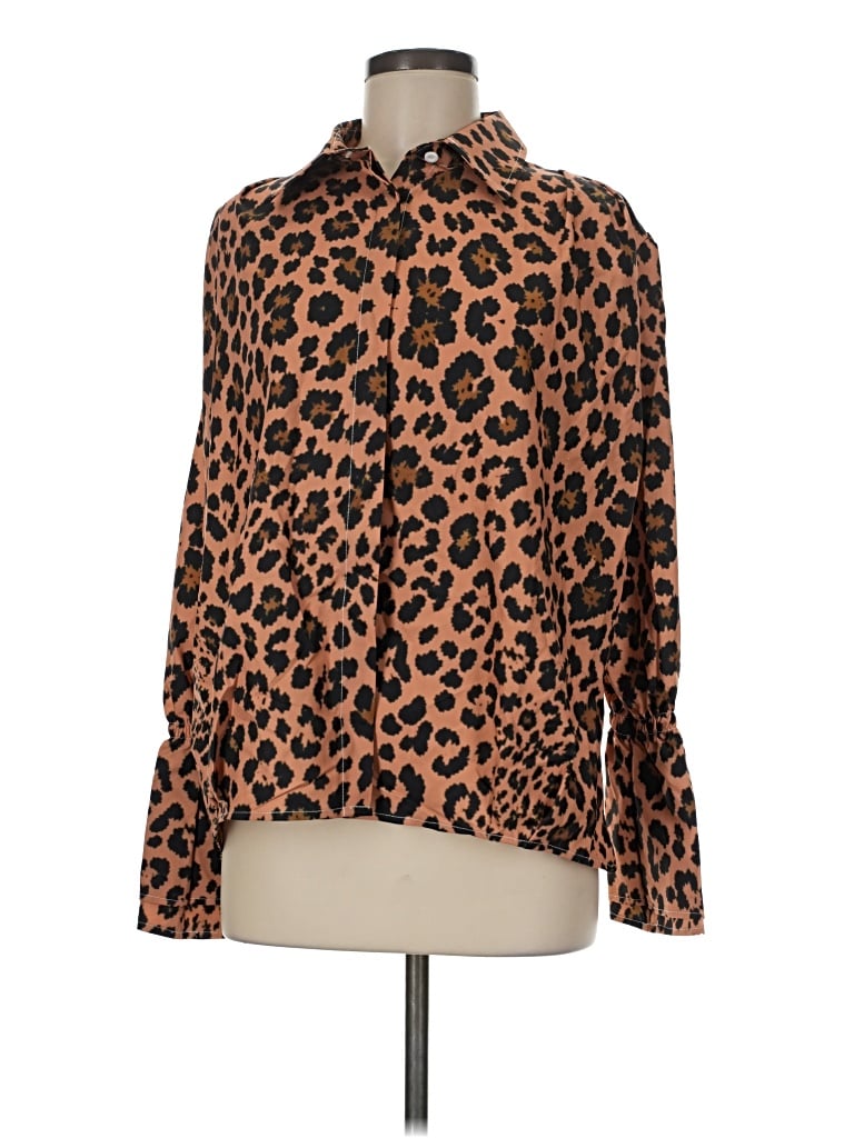 Pre-owned Unbranded Long Sleeve Blouse In Brown