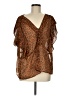 Unbranded 100% Polyester Animal Print Brown Short Sleeve Blouse Size 8 - photo 1