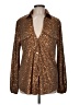 Windsor Animal Print Brown Long Sleeve Blouse Size M - photo 1
