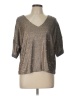 Deletta Metallic Silver 3/4 Sleeve Top Size L - photo 1