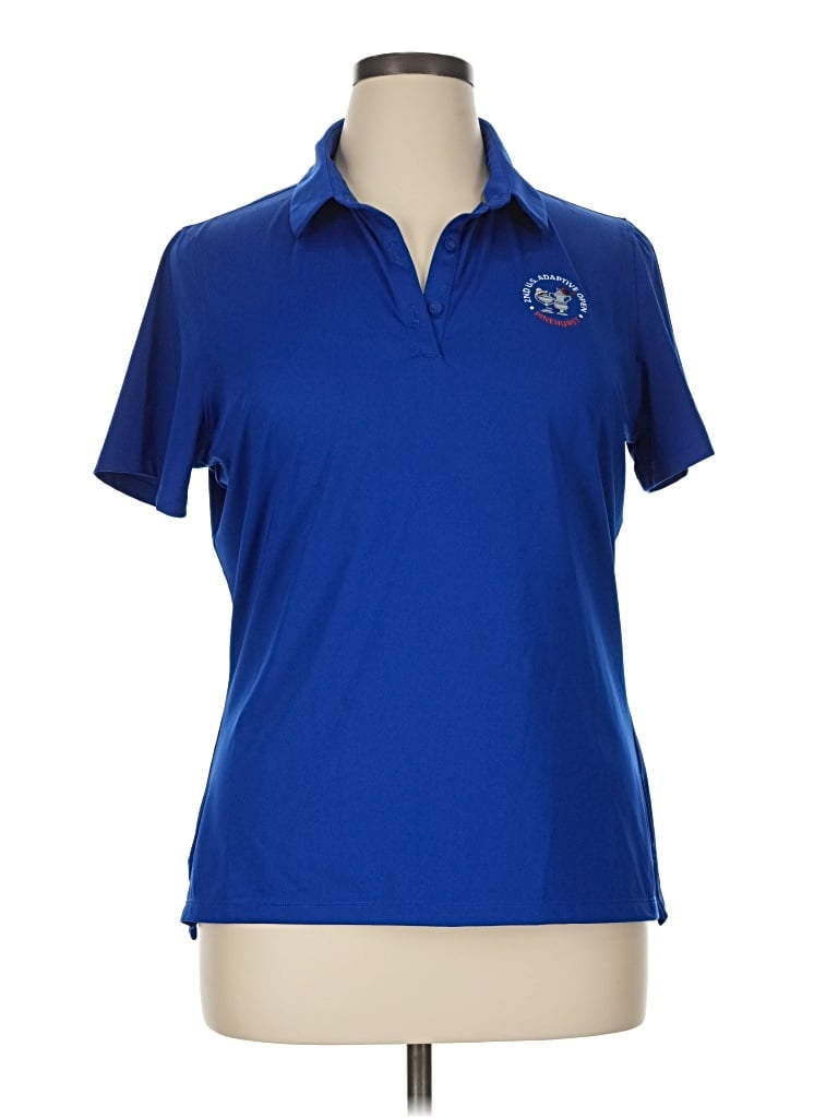 Pre-owned Under Armour Short Sleeve Top Blue Collared Neckline Tops