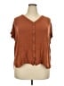 Orvis 100% Rayon Brown Short Sleeve Blouse Size XXL - photo 1
