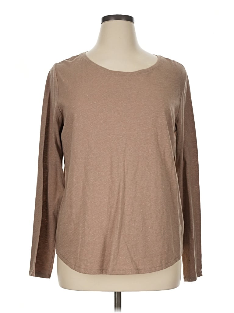 Pre-owned Sonoma Goods For Life Long Sleeve Top Brown Crew Neck Tops
