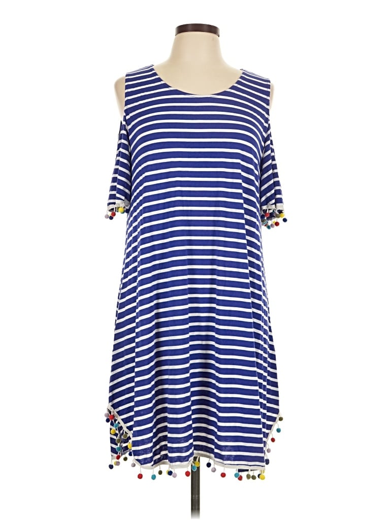 Pre-owned Jodifl 3/4 Sleeve Top Blue Cold Shoulder Neckline Tops