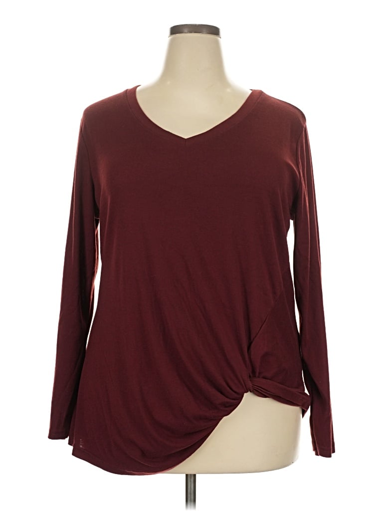 Pre-owned Unbranded 3/4 Sleeve T-shirt In Burgundy