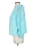 J.Crew 100% Cotton Floral Solid Teal Blue Long Sleeve Blouse Size S - photo 5