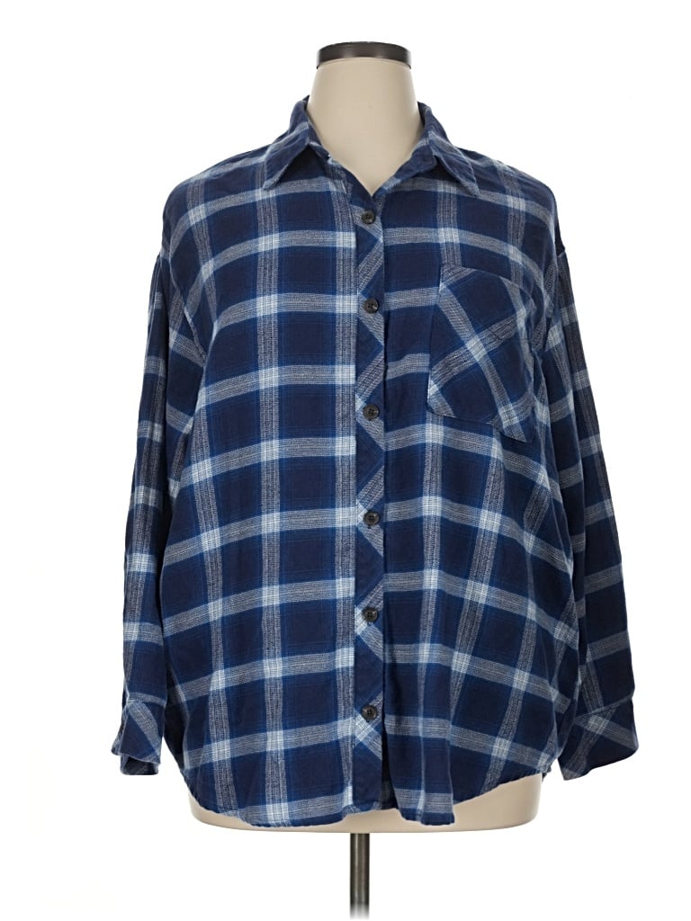 Pre-owned Wild Fable 3/4 Sleeve Button Down Shirt In Blue