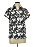 Essentials by Milano 100% Polyester Paisley Silver Short Sleeve Blouse Size L - photo 1
