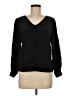 Amour Vert 100% Silk Black Long Sleeve Silk Top Size M - photo 1