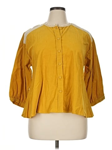 Zara Basic 3/4 Sleeve Button-Down Shirt (view 1)
