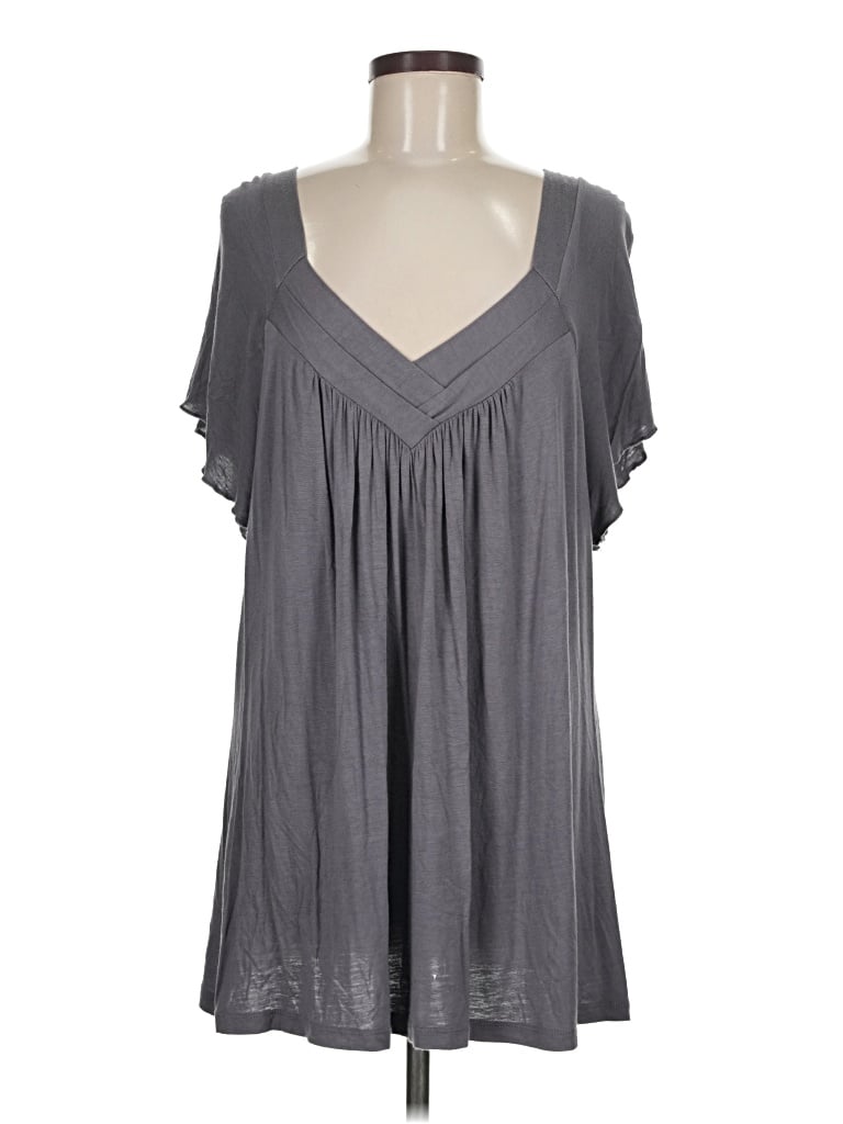 Pre-owned Perseption Concept Short Sleeve Blouse In Gray