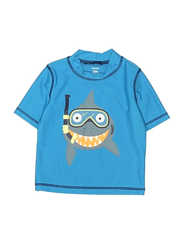 Pre-owned Carter's Kids' Rash Guard In Blue
