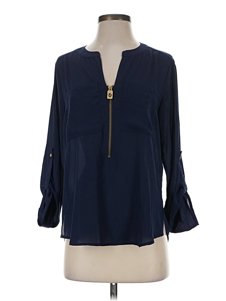 Pre-owned Michael Michael Kors 3/4 Sleeve Blouse In Blue