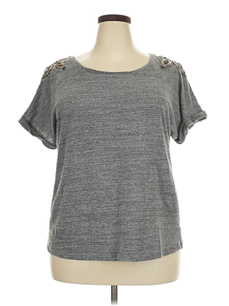 Pre-owned Lane Bryant Short Sleeve T-shirt In Gray