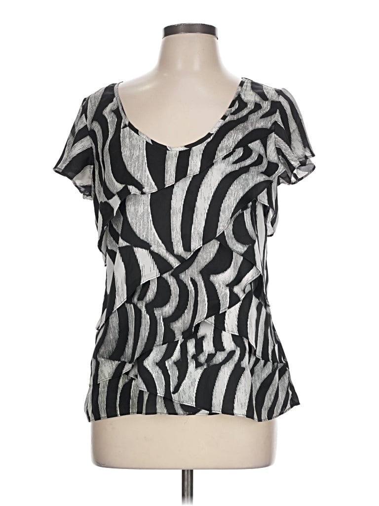 Pre-owned Worthington Short Sleeve Top Silver Scoop Neck Tops