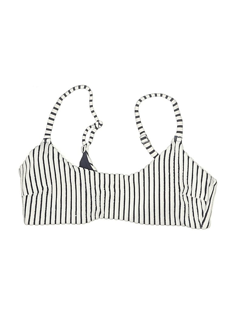 Pre-owned Aerie Swimsuit Top Ivory Stripes Pattern Swimwear