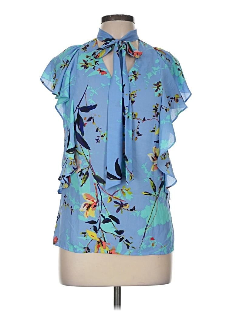 Pre-owned Worthington Short Sleeve Blouse In Blue