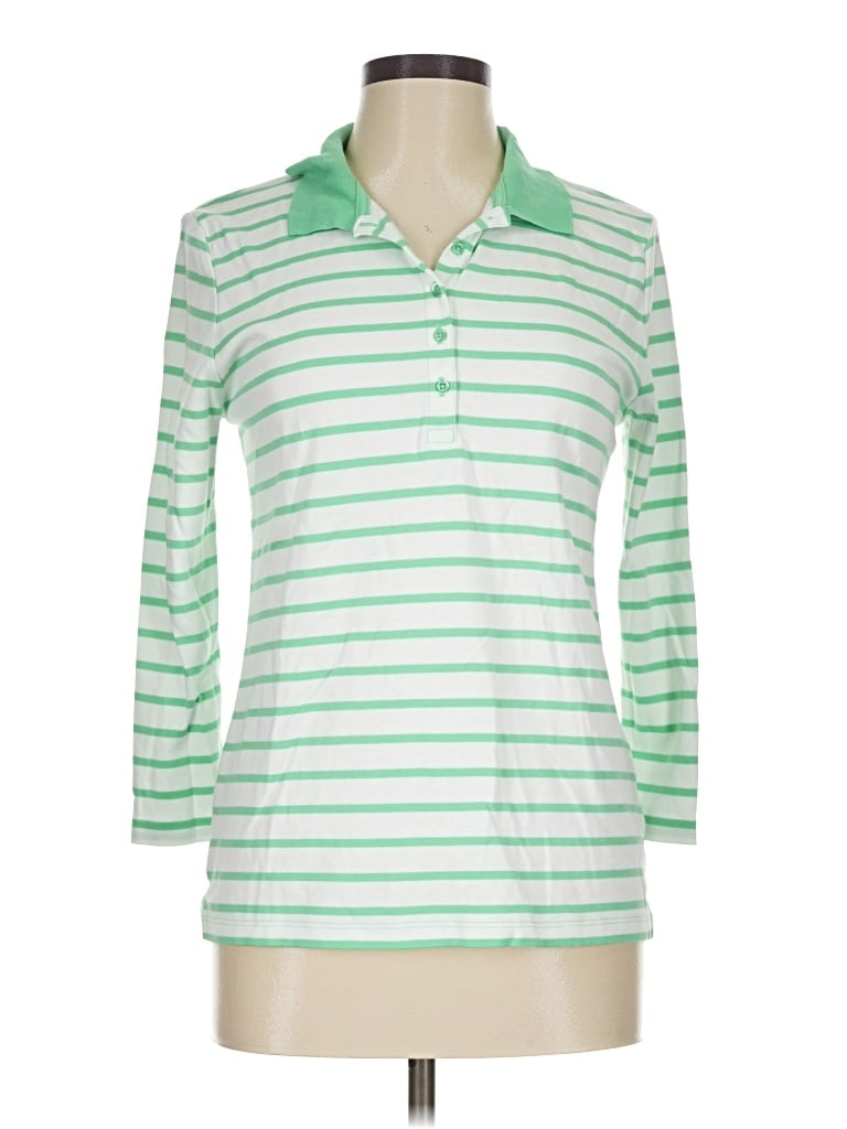 Pre-owned Lands' End 3/4 Sleeve Top Green Cowl Neck Tops