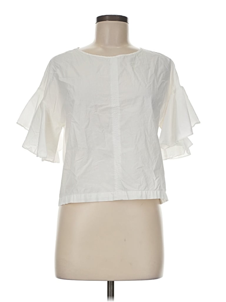 Pre-owned Current Air Short Sleeve Blouse In Ivory