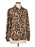 Neiman Marcus Animal Print Brown Long Sleeve Blouse Size L - photo 1