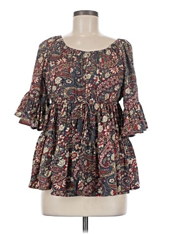 Earthbound Trading Co. 3/4 Sleeve Blouse (view 1)
