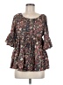Earthbound Trading Co. 100% Polyester Paisley Gray Brown 3/4 Sleeve Blouse Size S - photo 1