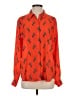 On 34th 100% Recycled Polyester Print Orange Long Sleeve Blouse Size S - photo 1