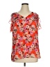 CAbi 100% Polyester Orange Short Sleeve Blouse Size XL - photo 1