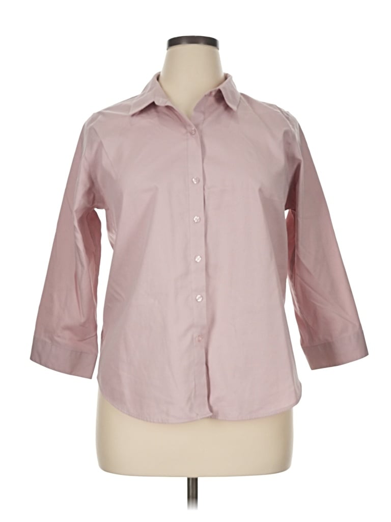 Pre-owned Coldwater Creek 3/4 Sleeve Button Down Shirt In Pink