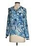 Etcetera 100% Silk Paisley Blue Long Sleeve Silk Top Size 0 - photo 1